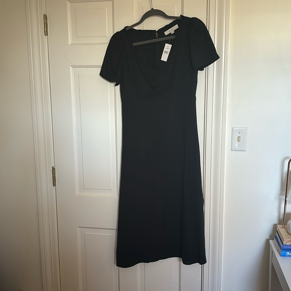 Loft black midi dress